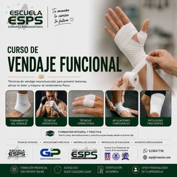 Curso de Vendaje Funcional – Taping en Vigo, A Coruña, Pontevedra, Santiago de Compostela, Lugo, Ferrol y Ourense,
