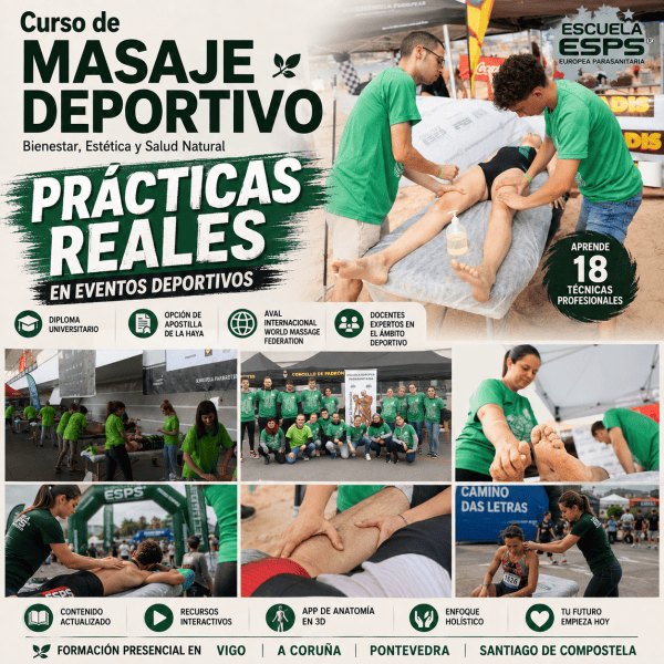 curso de masaje deportivo en Vigo, Coruña, Santiago, Pontevedra
