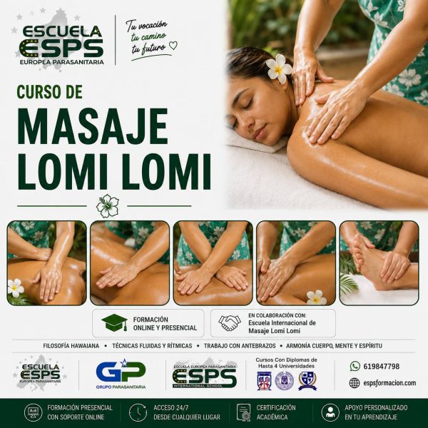 Curso Profesional de Masaje Lomi Lomi, disponible en Vigo, A Coruña, Santiago de Compostela, Pontevedra, Ourense, Lugo y Ferrol.