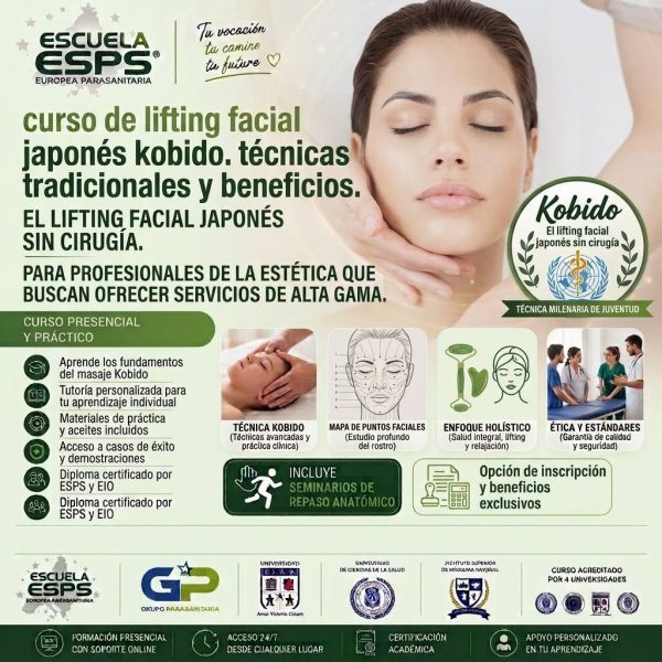 Curso de Kobido de forma presencial en Vigo, A Coruña, Santiago de Compostela y Pontevedra, convirtiéndose en uno de los centros pioneros en Galicia en la enseñanza profesional de esta técnica milenaria.