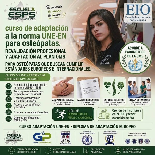 Curso de adaptación a la norma UNE-EN 16686 para osteopatas
