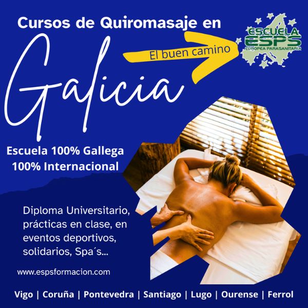 curso de quiromasaje, escuela de quiromasaje en Vigo, Pontevedra, Coruña, Santiago, Pontevedra, Ferrol, Lugo, Ourense