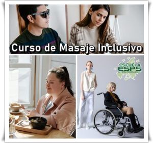 A) Taller de masaje inclusivo para personas con discapacidad intelectual o psicosocial B) Taller de masaje inclusivo para personas con discapacidad física C) Taller de masaje inclusivo para personas con discapacidad sensorial (visual, auditiva...)