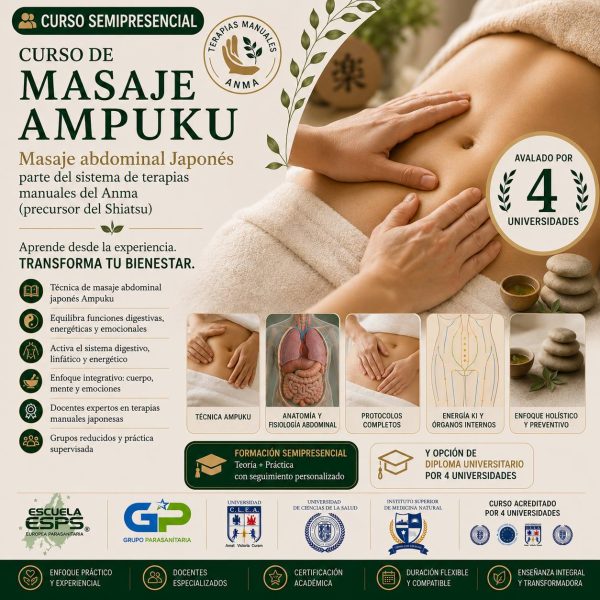Masaje Ampuku: la técnica japonesa ancestral que armoniza cuerpo, energía y emociones. Cursos de masaje Ampuku en Galicia, cursos en Vigo, Coruña, Pontevedra, Santiago, Ourense, Lugo. Cursos en Ferrol de masaje