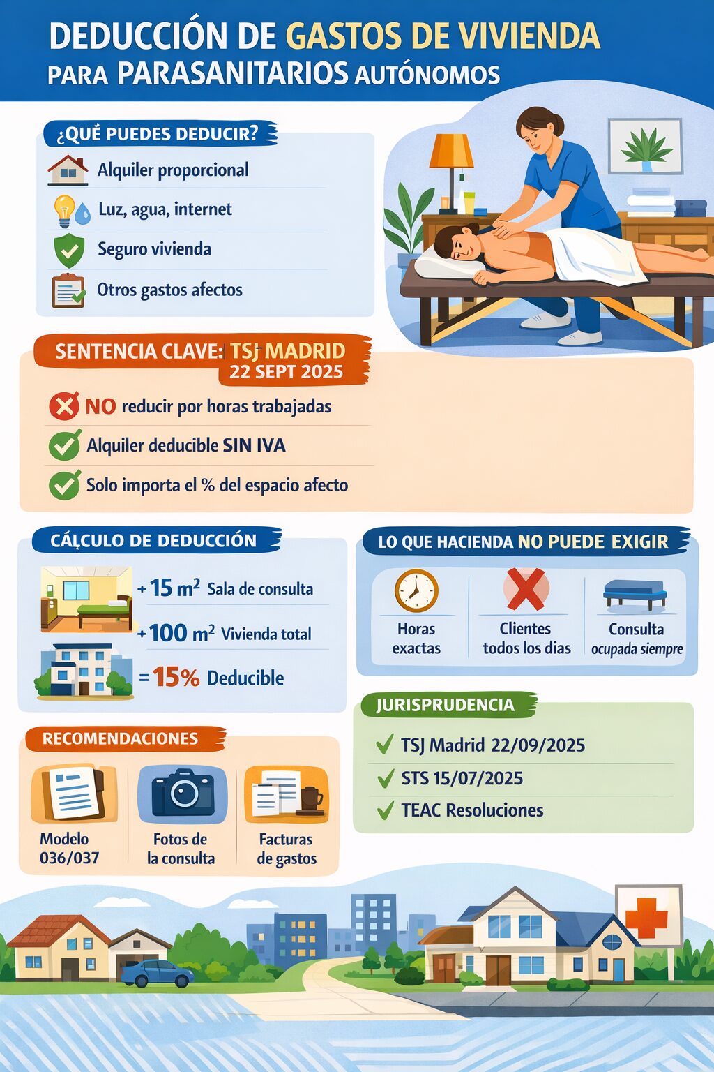 deduccion de gastos de vivienda para parasanitarios, masajistas, osteópatas, acupuntores, naturópatas, parasanitarios