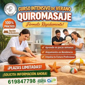 Curso intensivo de verano de quiromasaje en Vigo con prácticas reales y opción de residencia Fórmate en quiromasaje este verano en Vigo con una metodología 100% práctica